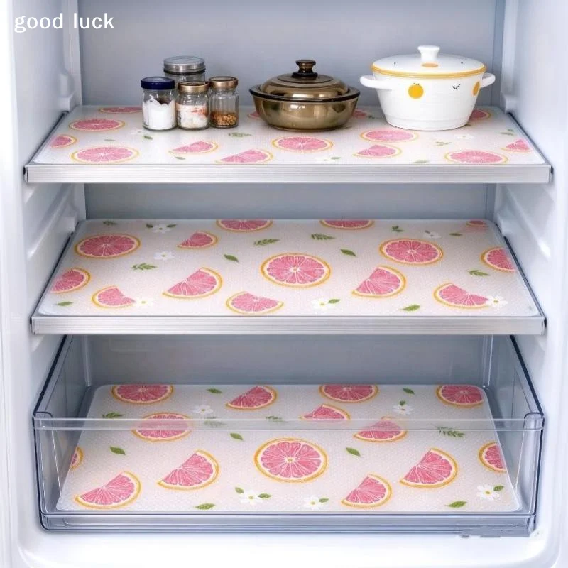 Answer4Pcs Refrigerator Pad Waterproof Anti-oil Can Be Cut Washed Kitchen Placemat Drawer Shoe Cabinet Shelves Fridge Pad Home