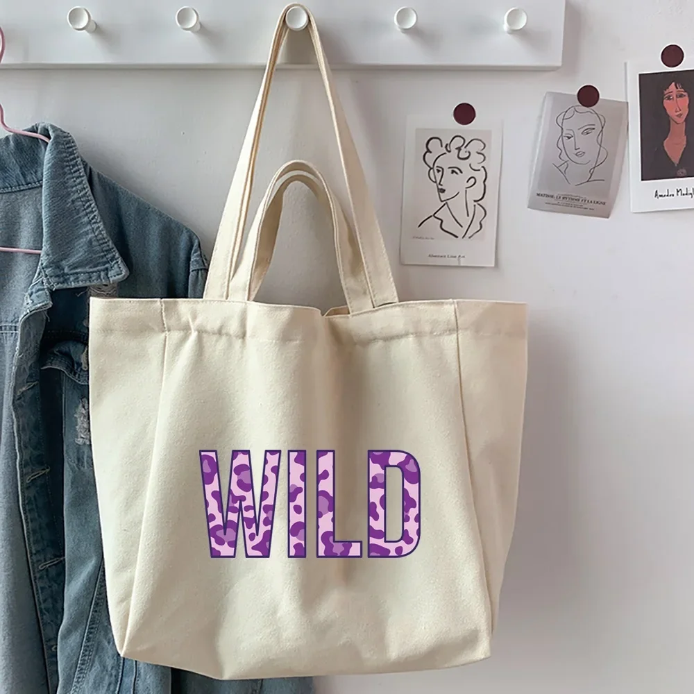 Handbag Large Capacity Shoulder Bag Trendy Printed Series Casual Canvas Commuting Work Storage Bag, Women's Shopping Bag