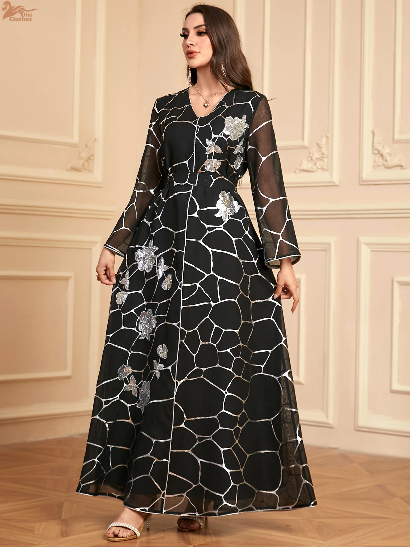 Mode paillettes or estampage musulman Abaya dubaï turquie Islam vêtements de prière robes africaines pour les femmes robe longue caftan