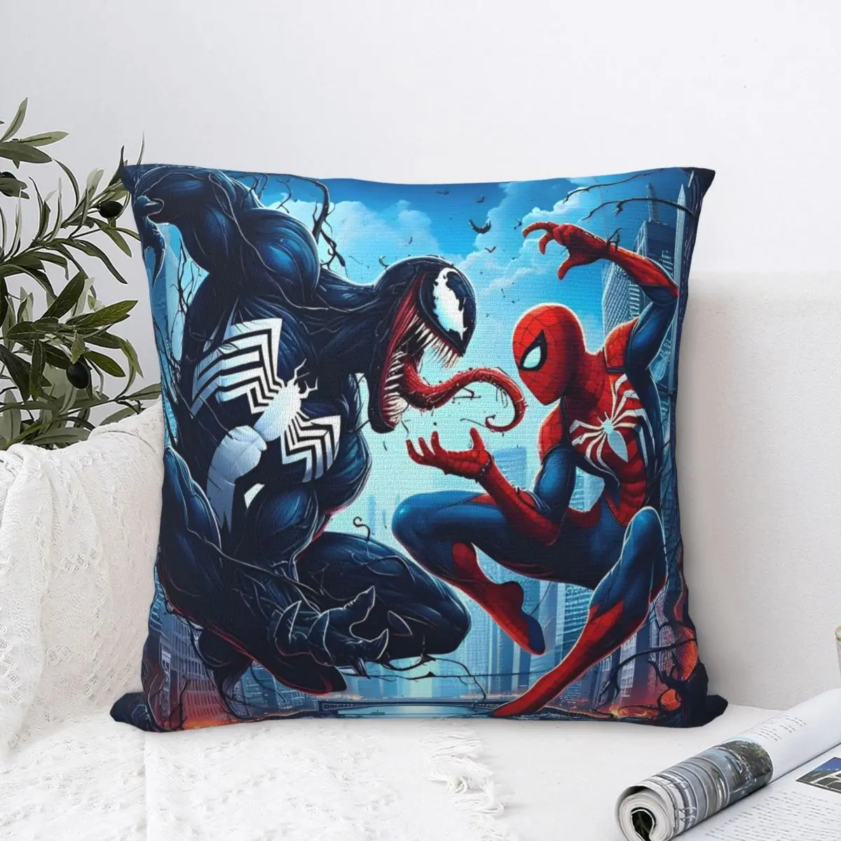 Spider-Man V_s Venom Square Pillow Cases Superhero Antihero Cushion Cover Fashion Zipper Decor Pillowcase for Bed 18