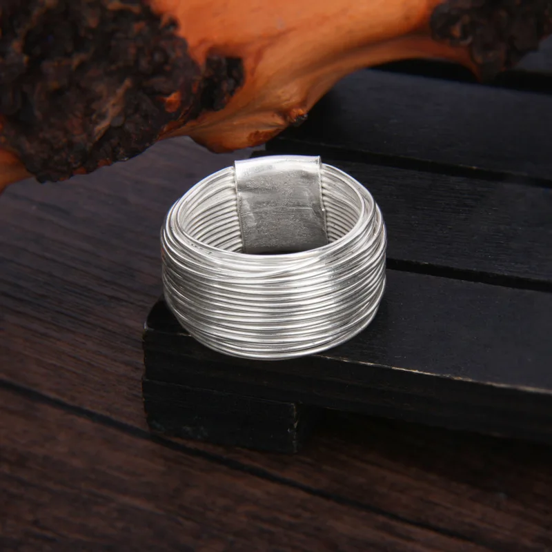 

Elegant French Entangled Multi Silver Wires Rings for Women 925 Sterling Silver 11MM Wide Trendy Ring Chiang Mai Handmade Silver