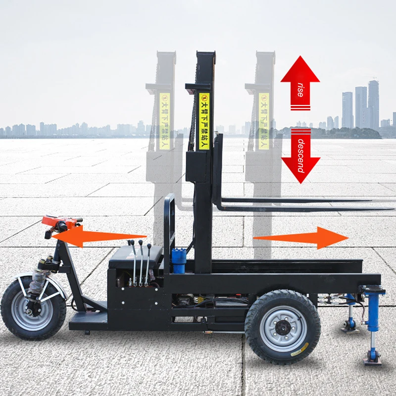 700 kg 1000 kg 1 ton 2 tons farm site self-loading and self-unloading small three-wheeled electric forklift