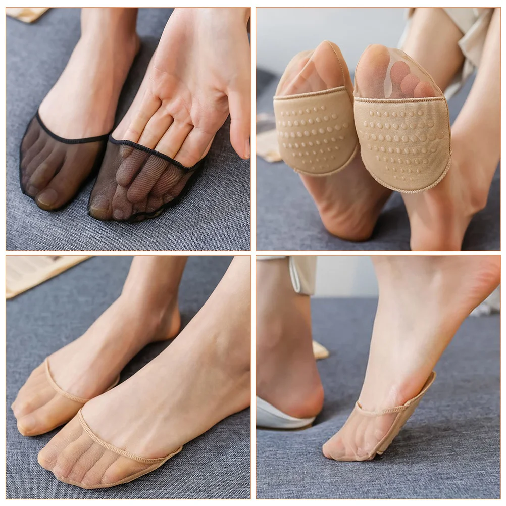

Reusable Half Socks Summer Women'S Non-Slip Forefoot Pads Breathable Wear-Resistant Metatarsal Cushion For Daily Use Foot