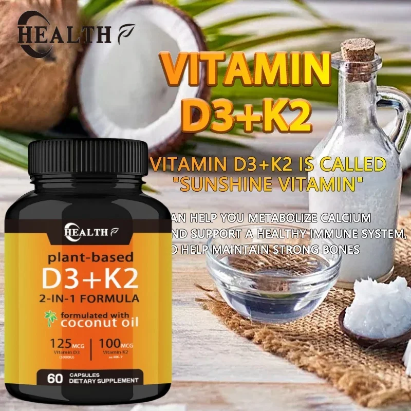 Vitamin K2+d3 Contains Organic Coconut Oil For Easier Absorption | 2-in-1 Supports Your Heart, Bones, And Teeth