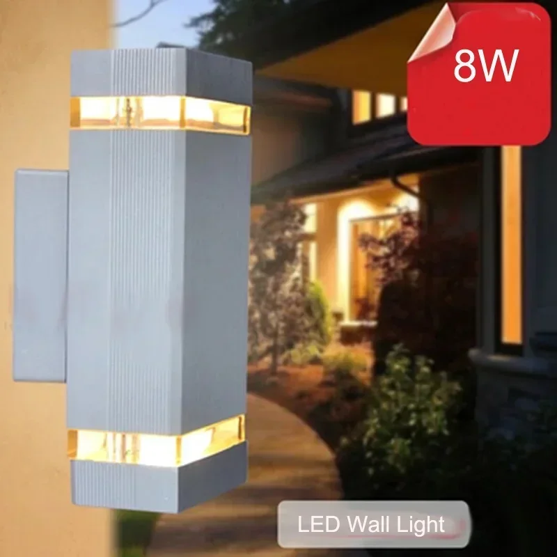 

1PCS 8W LED Outdoor Wall Light Modern Waterproof IP54 Aluminum Mounted AC85-265V Porch Lighting Lamp