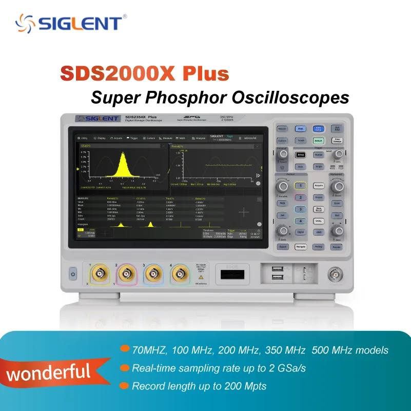 Siglent SDS2104XPlus/SDS2204XPlus/SDS2354XPlus/SDS2074XPlus/SDS2072XPlus راسم ذبذبات التخزين الرقمي عرض النطاق الترددي 350 ميجا هرتز