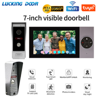 Tuya App Wifi Wire 2.4Ghz 7inch Video Doorbell Indoor Monitor Waterproof Outdoor Camera Visual Intercom System Kit Two-way Audio