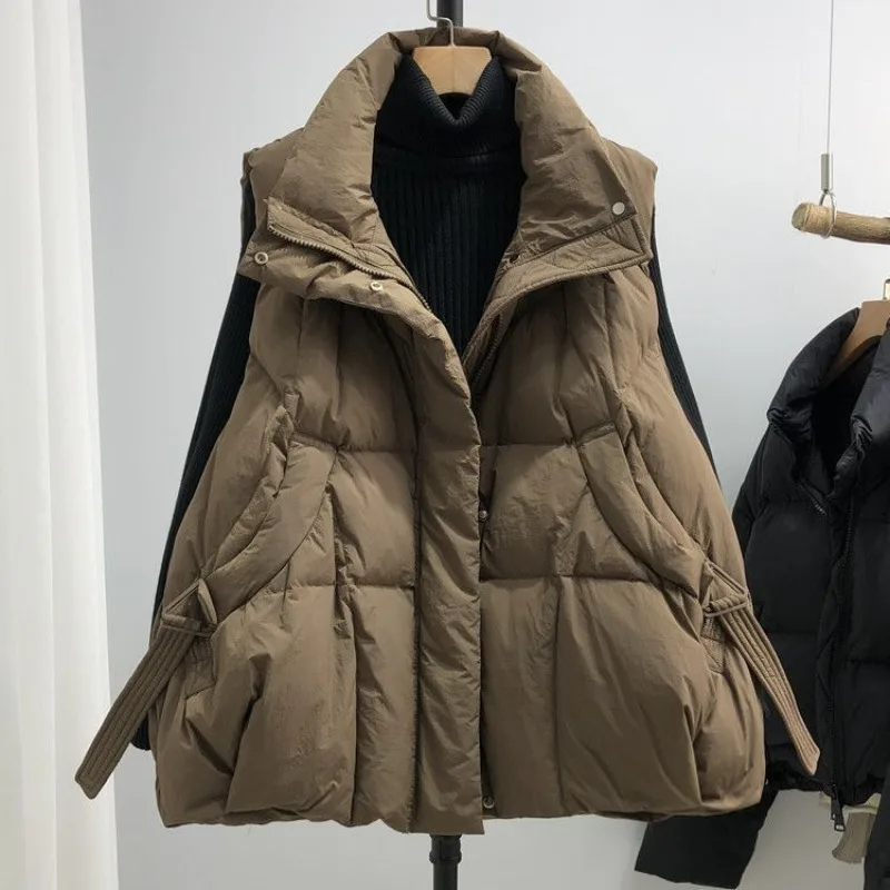 

Winter Sleeveless Waistcoat Women Warm Puffer Jacket Quilted Down Cotton Padded Vests Thick Korean Female Outwear Casual Tops