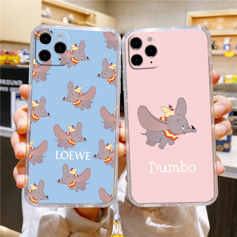 Disney Dumbo Baby Transparent Phone Case For Apple iPhone 14 13 12 11 Mini XS XR X Pro MAX 8 7 6 Plus SE 2020 Cover Capa