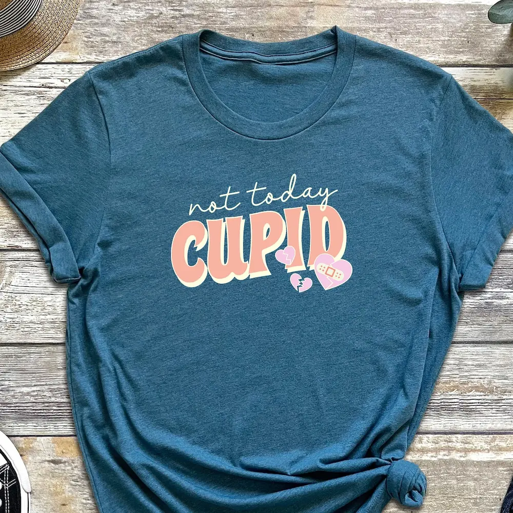 ไม่ใช่วันนี้กามเทพเสื้อยืดต่อต้านความรักสโมสรเหงาคู่รักวาเลนไทน์มีความสุข