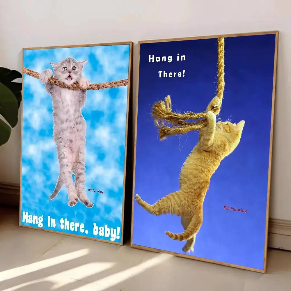 ملصق يوجا على شكل قطة لطيفة للأطفال من Hang There، لا يتطلب أوراق الحفر ولا علامات، يمكن تطبيق ملصقات ذاتية اللصق على أي سطح