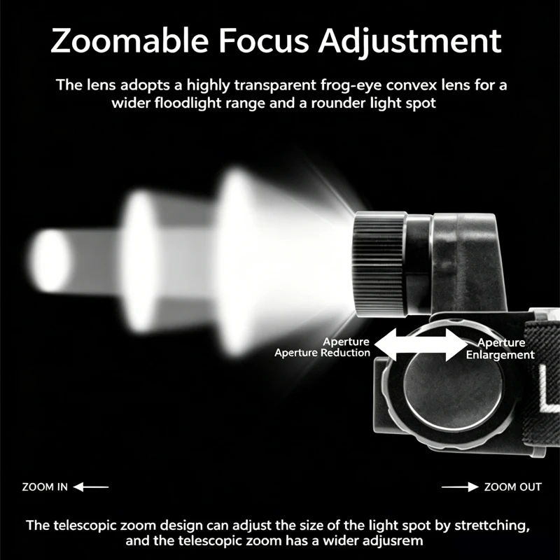 500LM Bright COB LED Headlamp USB Rechargeable  Portable Head Flashlight Adjustable Outdoor Cycling  Fishing Emergency Lamp image 5