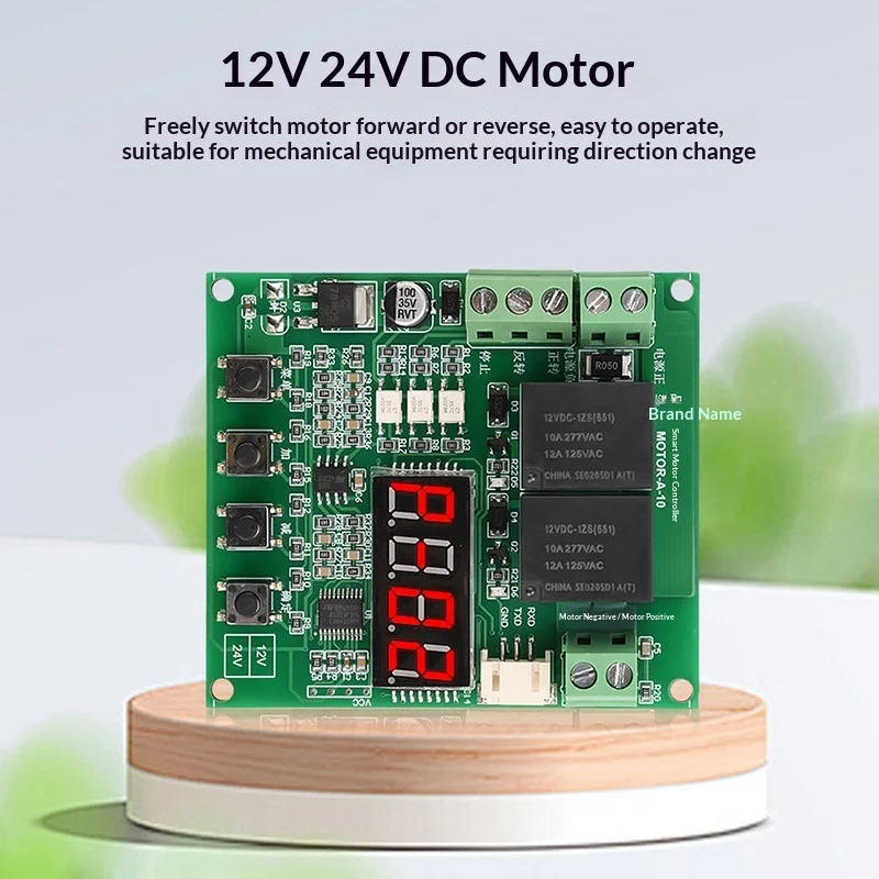 12V24V DC motor forward and reverse controller with limit timing drive module over-current blocking protection 10A