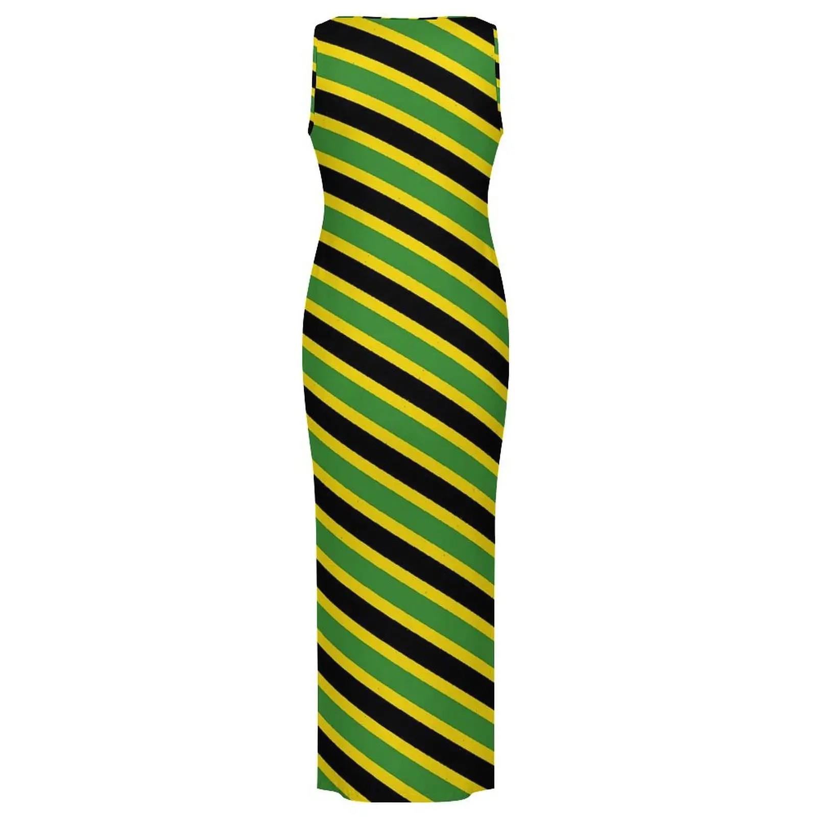 Vestido ajustado para mujer, vestidos largos con bandera jamaicana a la moda, vestido informal sin mangas con estampado de rayas para primavera, vestido gráfico Y2k de talla grande
