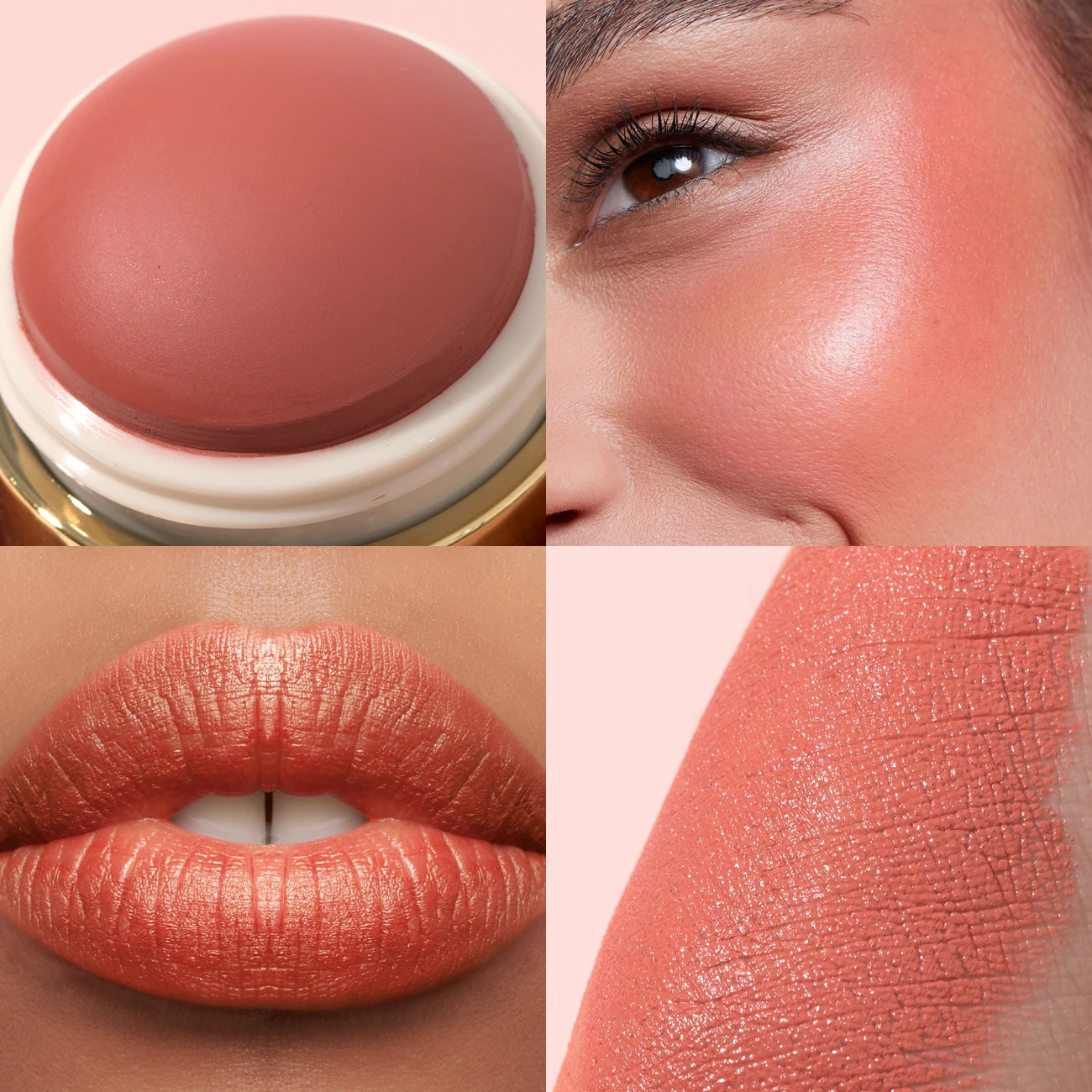 Luxury Rose Gold Mini Waterproof Lip & Cheek Tint Blush Balm Stick Shimmer Pink Long-Wearing High Pigment Creamy Glowing Blusher