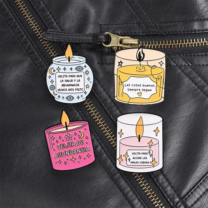 LAS COSAS BUENAS SIEMPRE LLEGAN Enamel Pin, Broche bougie à affirmation positive espagnole pour la Patience et l'Espoir