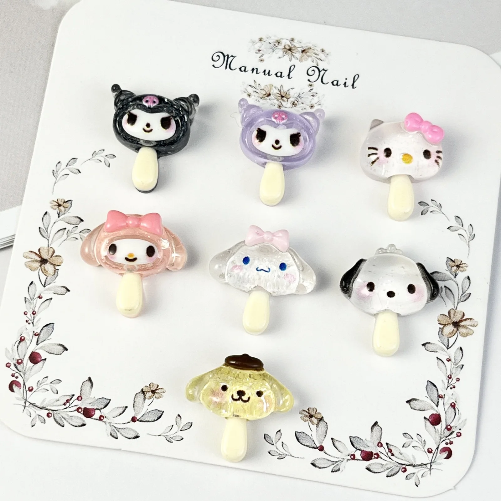 Breloques pour ongles Popsicle, 50 pièces/paquet, paillettes ma mélodie et Hello Kitty, Nail Art en résine, décoration d'ongles d'été mignonne pour manucure à faire soi-même