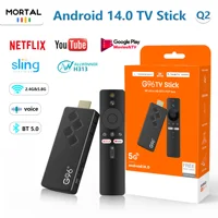 TV Stick Mortal Q2 Android 14 de 5 V/2 A con control remoto por voz, video 8K 4K, Bluetooth 5.0, wifi 6, Netflix, YouTube, transmisión rápida vs. Fire TV Stick