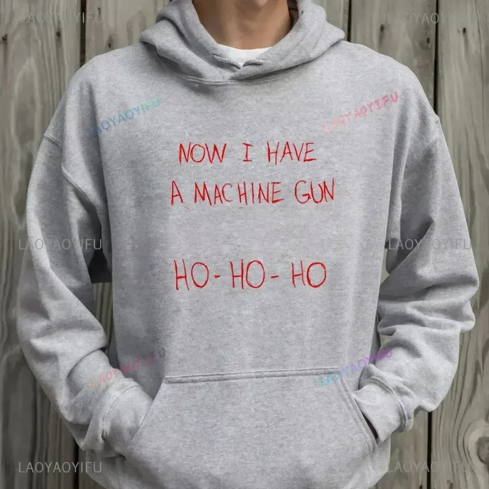 

Men's Christmas Party Long-Sleeved Sweatshirt 'Now I Have a Machine Gun Ho-Ho-Ho' Pullover Hoodie Nakatomi Plaza Design