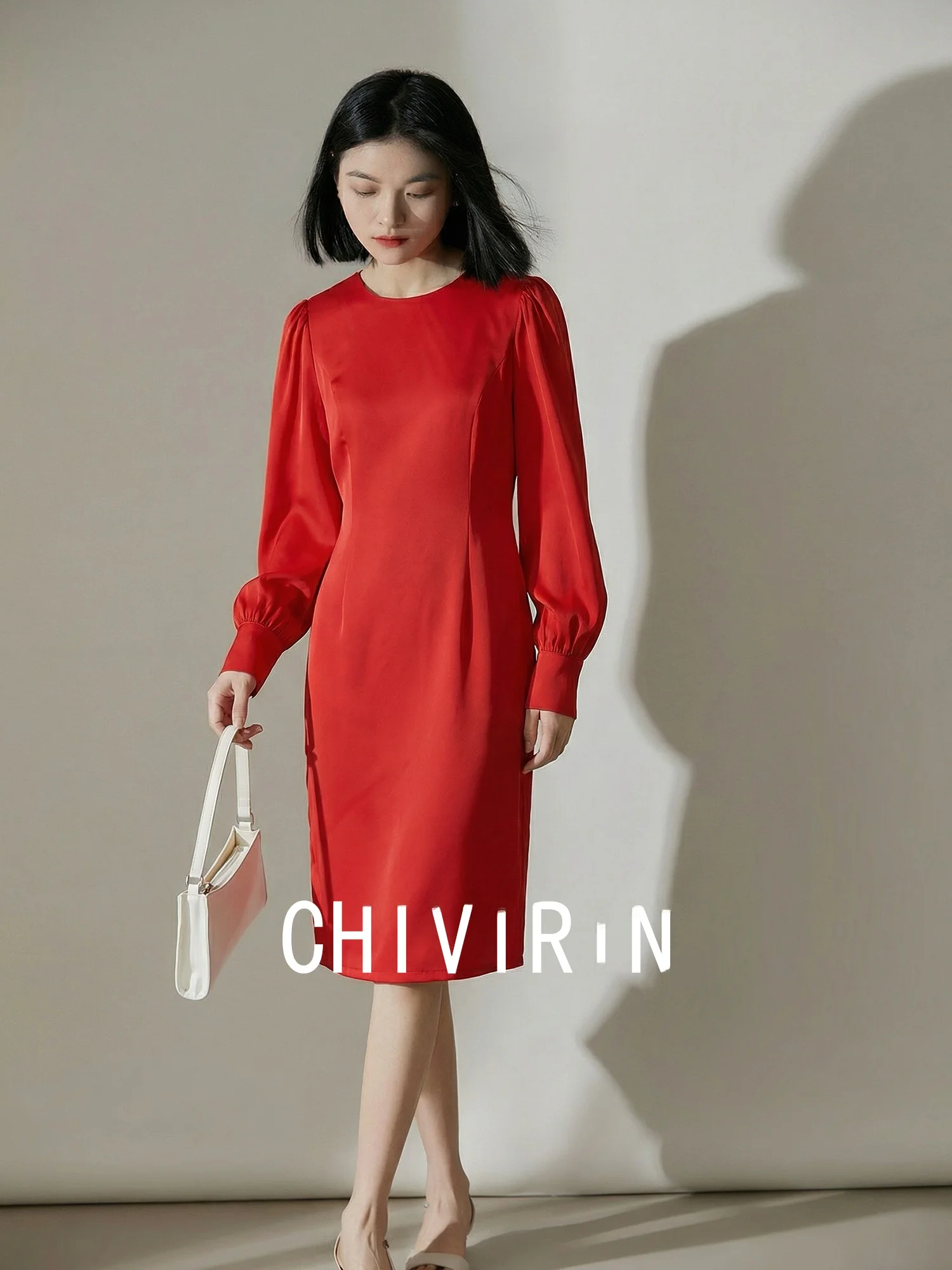 

Элегантная красная женская юбка-трапеция с высокой талией, облегающая, для повседневной носки, весна 2026, модная, повседневная, с длинным рукавом