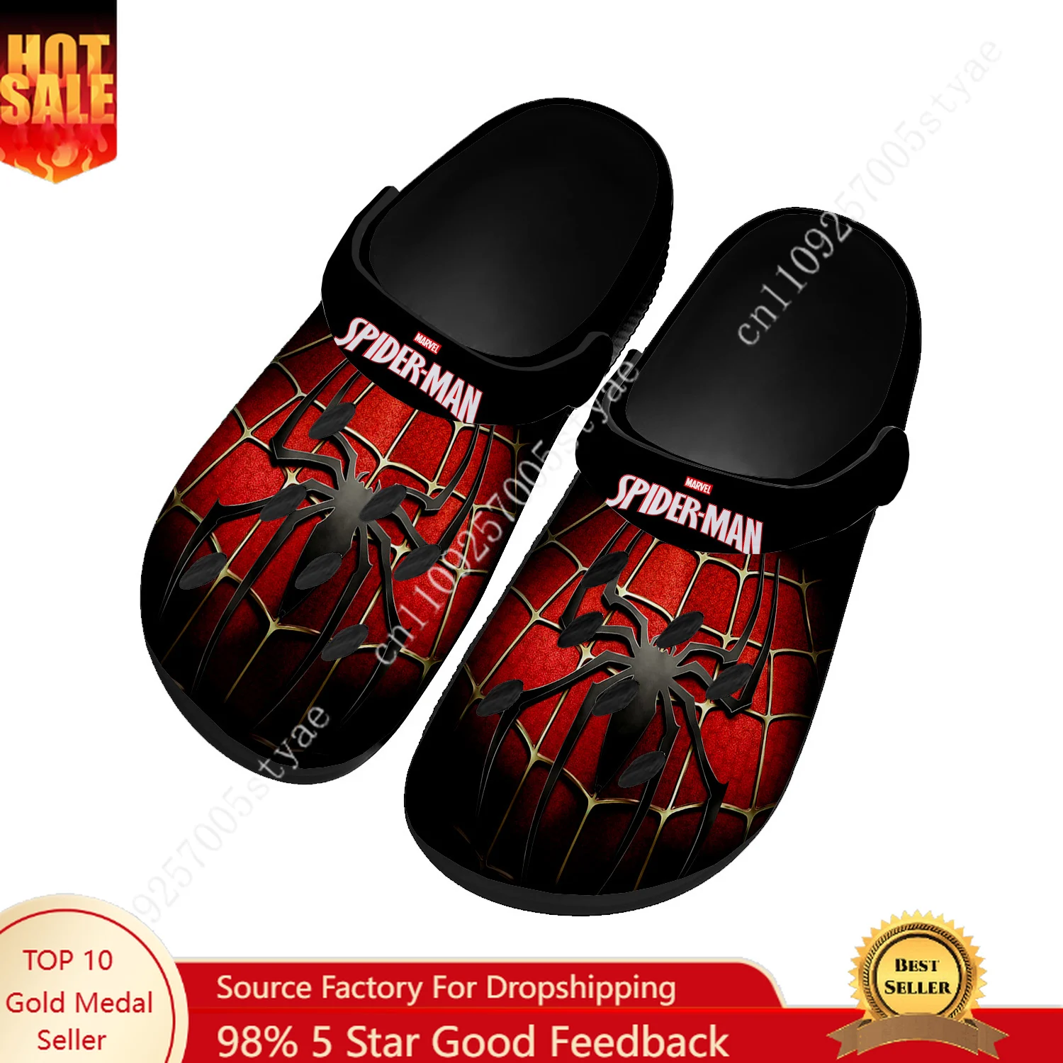 

Marvel Spider Man Peter Benjamin Parker Water Shoes Home Garden Clogs Mens Women Sandals Custom Breathable Hole Slippers Black