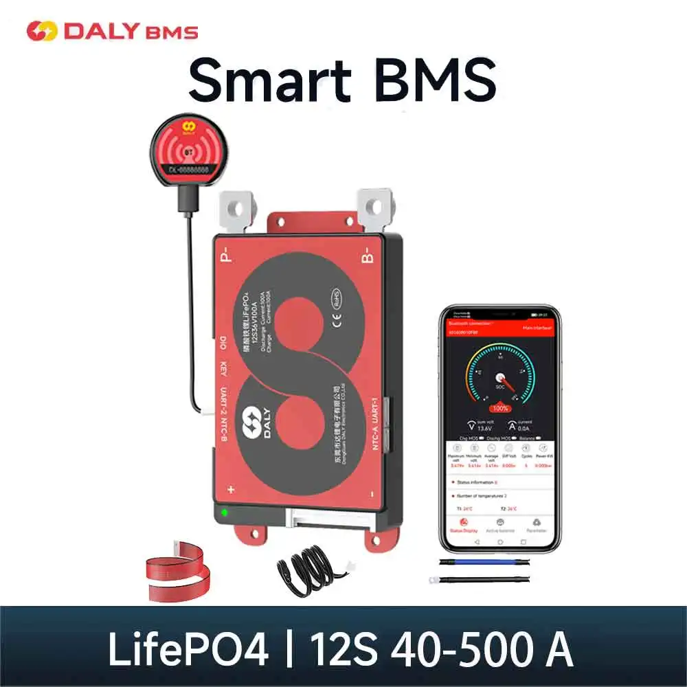 Daly BMS Smart BMS Lifepo4 12S BMS 36V 40A 60A 100A 150A 200A 250A 300A 400A 500A18650 Battery Ebike Balance Bicycle