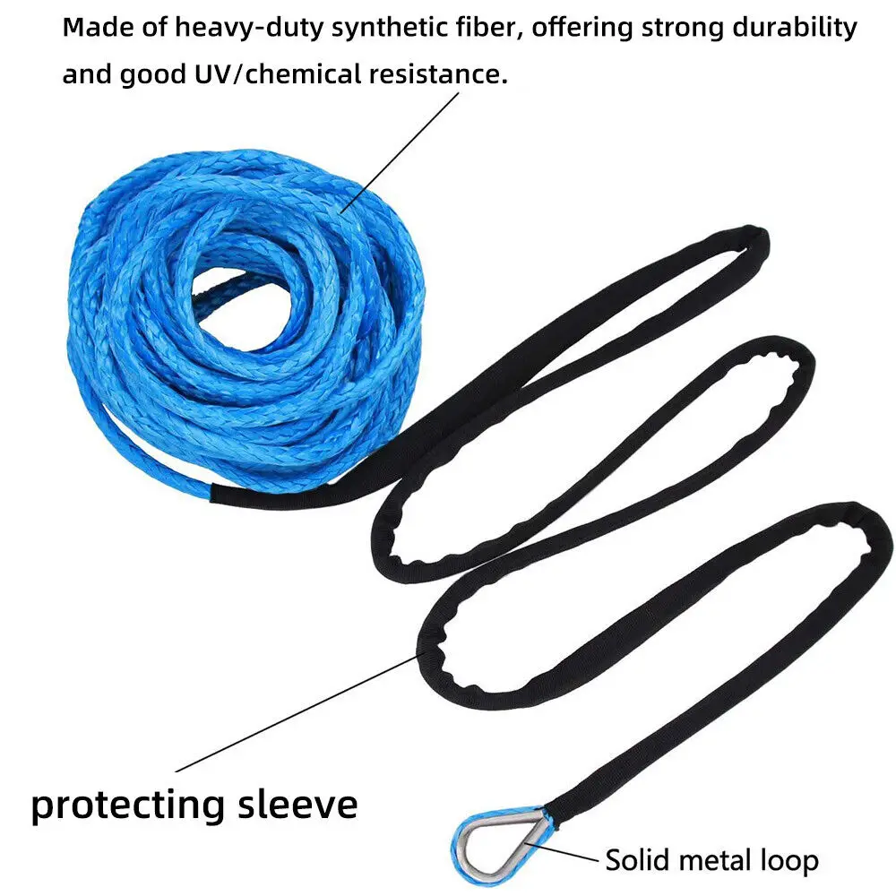 Winch Rope 6MM X 15M Synthetic Cord Hook Winch Cable Line Car Tow Recovery Cable 4WD SUV ATV Boat