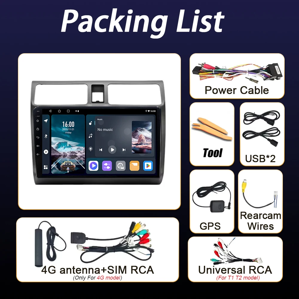 Android 16 For Suzuki Swift 3 2003 - 2010 Car Auto Radio Multimedia Player GPS Head Unit Navigation Stereo Dash Cam Screen DVD view 3