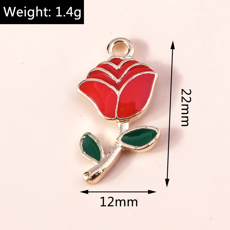 20 Stück niedliche, bunte Emaille-Anhänger in Form von Herzen und Blumen zum Basteln von Schmuck, Ohrringen, Halsketten und Armbändern – ideal für DIY-Bastelprojekte. – Detail 28