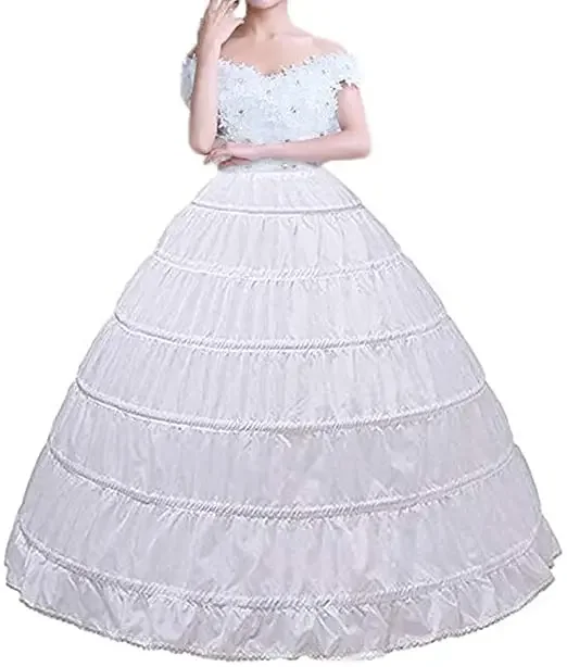 Women Crinoline 6 Hoops Skirt Ball Gown Petticoats Slips Floor Length Full Shape Underskirts for Wedding Dress