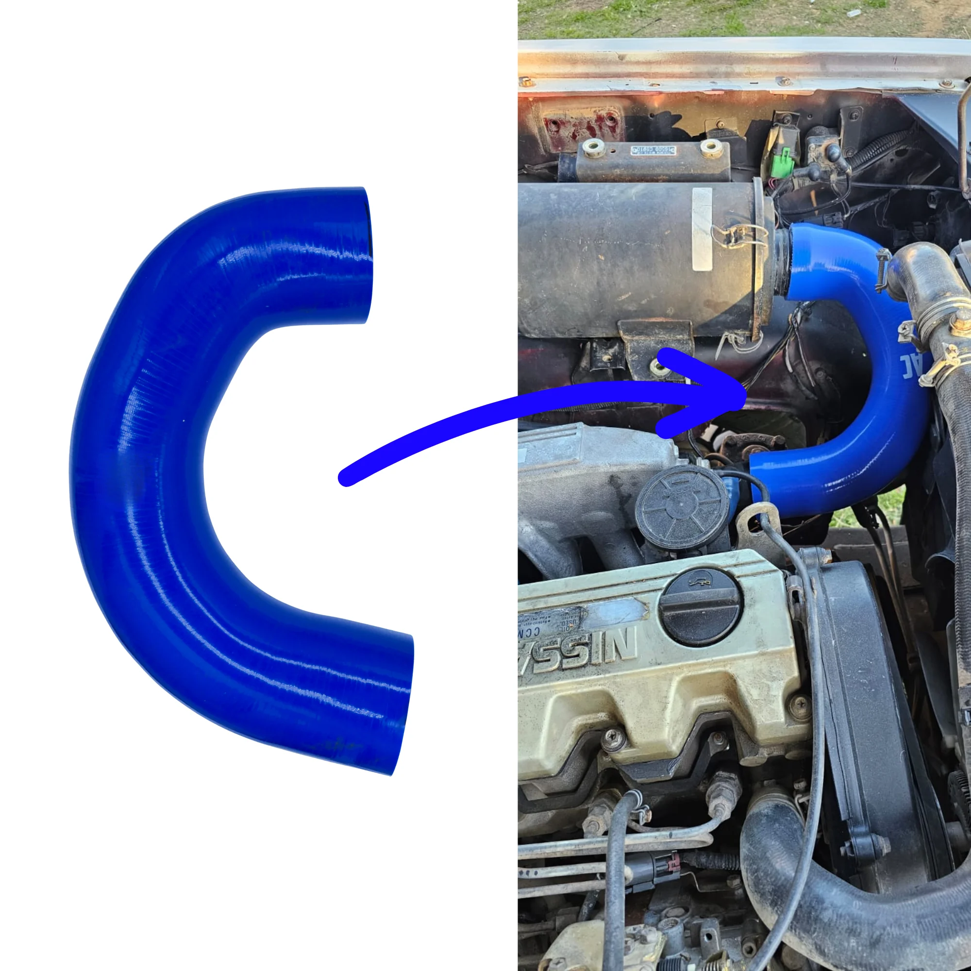 AC Tools Tubo Manguito de Admisión Nissan Patrol 260 RD28T Silicona Reforzada 5mm de Pared