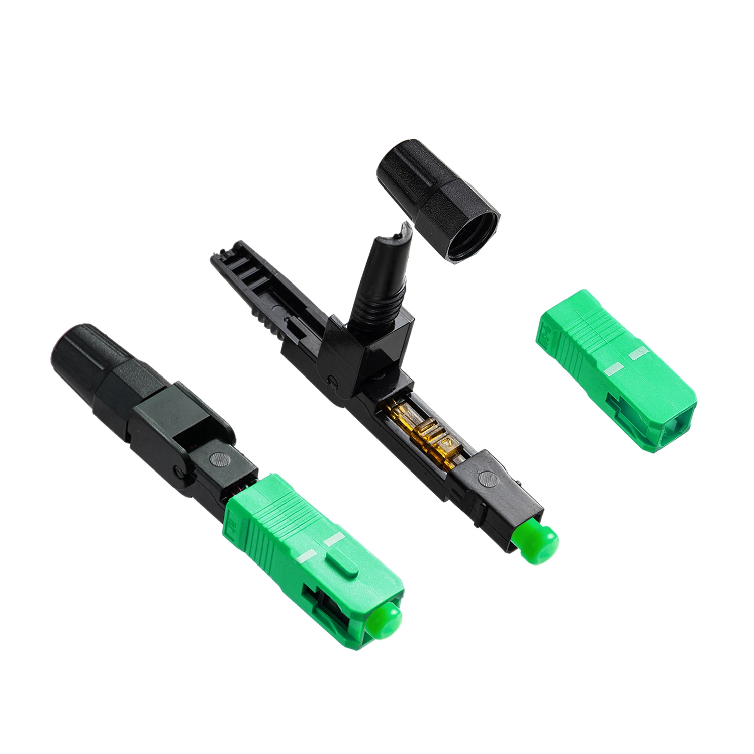 10Pcs SC APC Fiber Optic Fast Cold Connector, Single Mode Optical Adapter Quick Field Assembly Plug FTTH Tool