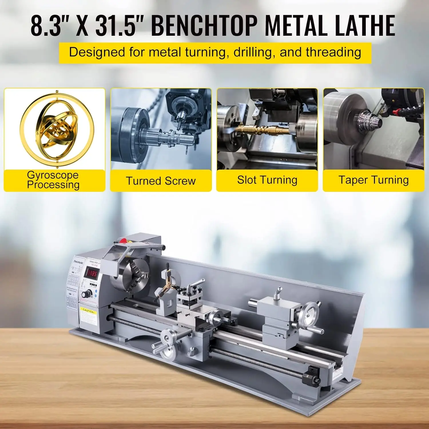 

VEVOR Metal Lathe, 210x800 Mini Lathe Machine, 2500 RPM Variable Speed Change, 850W Precision Mini Lathe, Metal Working