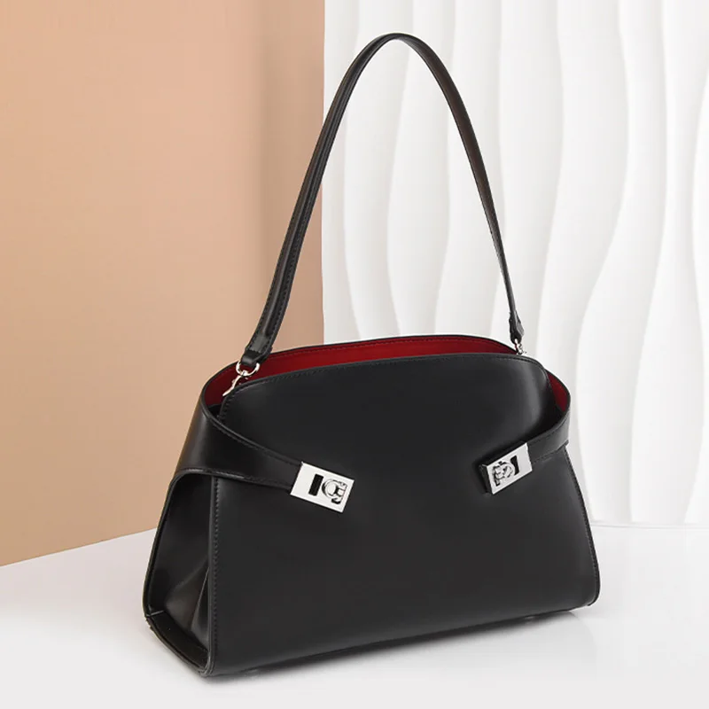 

Luxury Soft Leather Shoulder Bag Magnetic Lock Handbag Large Capacity Fashion Casual Tote Bag Flap Zipper Inner Storage Bag New