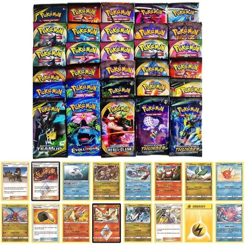 4 Bags 36Pcs English Pokemon Cards Charizard Pikachu Collectible Card Anime Trading Game Battle Toys For Adult Children Gift