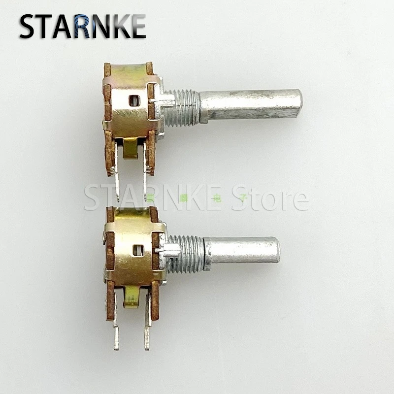 3PCS 16 Type Double Potentiometer B100K 20MM 25MM Half Shaft Power Amplifier Audio Volume Control 40 Point Step