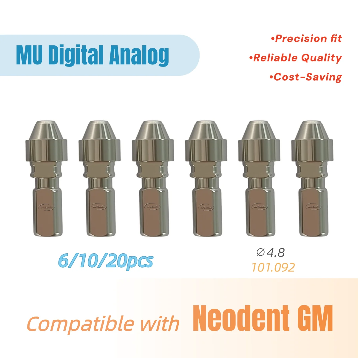 6/10/20pcs Multi Uint Digital Analog 101.092 CAD/CAM Model MU Analog Implant Compatible With Neodent GM ∅4.8