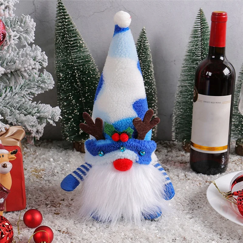 AA80-Navidad Gnomo muñeca astas con luces muñeca Rudolph adornos enanos luminosos para el hogar regalos de Navidad de Año Nuevo