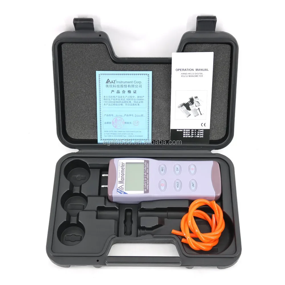AZ-82100 Digital Manometer Differential Air Pressure Meter Tester 0-100psi