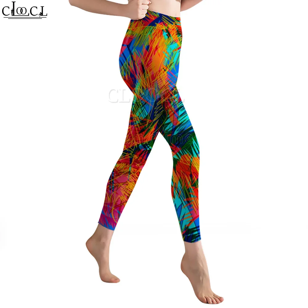 CLOOCL-mallas de moda Harajuku para mujer, pantalones de cintura alta, mallas de entrenamiento, pantalones deportivos estampados, pantalones femeninos