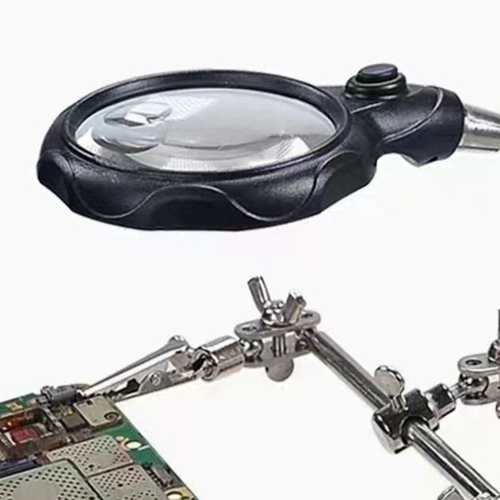 

AB46-Ремонтный вспомогательный зажим с LED-подсветкой и лупой, подставка для паяльника для ремонта печатных плат