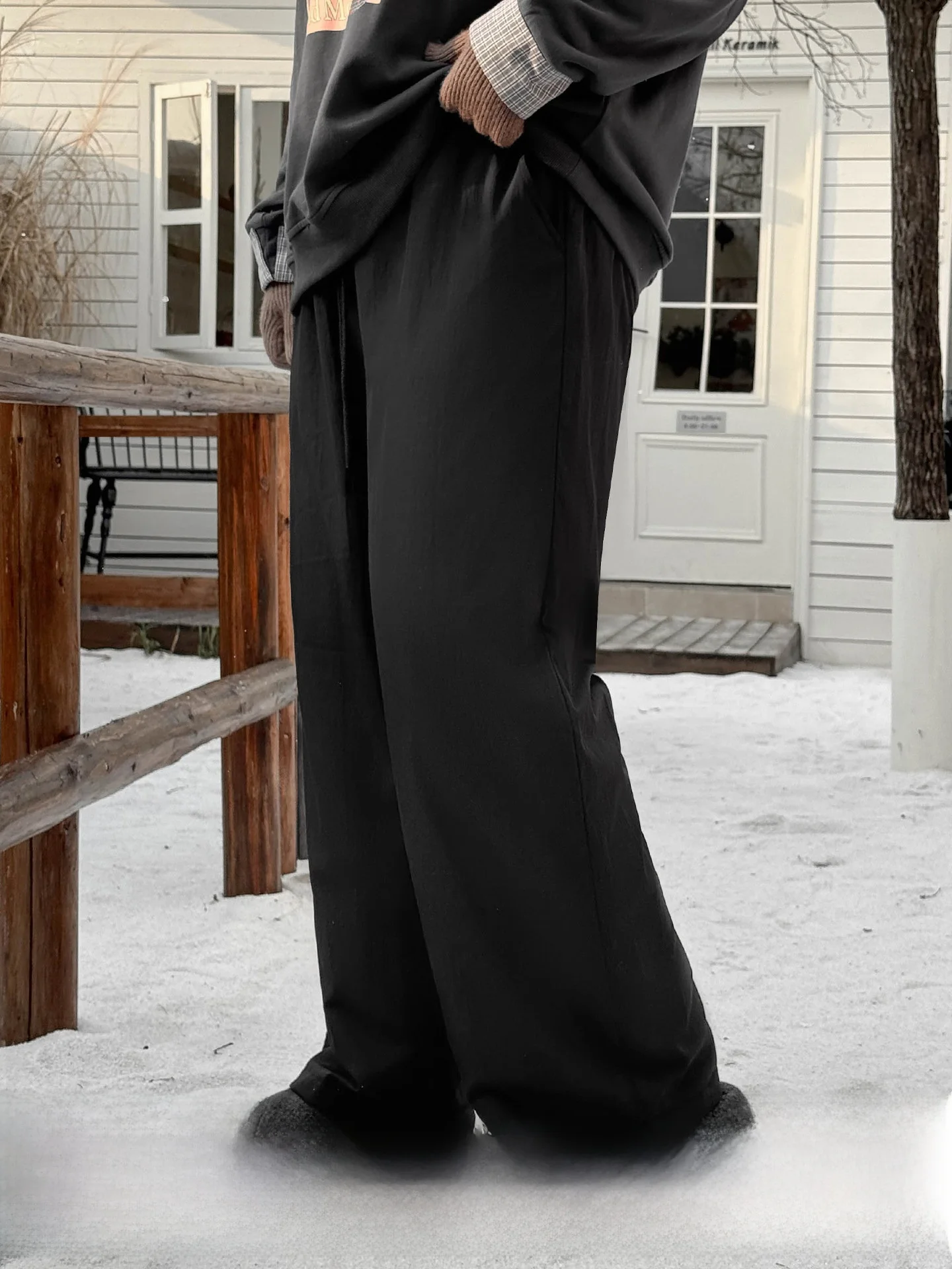 

Женские теплые повседневные широкие брюки с высокой талией больших размеров, зимние брюки с хлопковым наполнителем, удобные свободные брюки