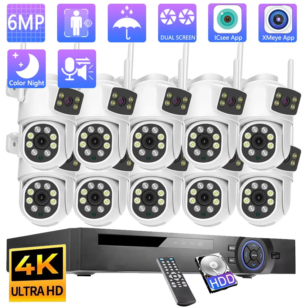 

10CH 8MP Lite HD Video Dual Lens Security Wifi PTZ Camera System H.265+ POE NVR With 6MP Dome Home CCTV Surveillance Cameras Kit