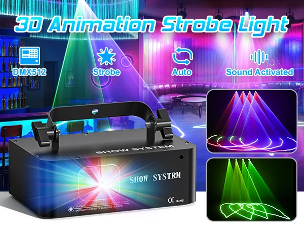 U'King LED Indoor Stage Light RGB LS Scanner Beam Effect LS Projector Lighting DMX512 Sound Activated for DJ Disco Party