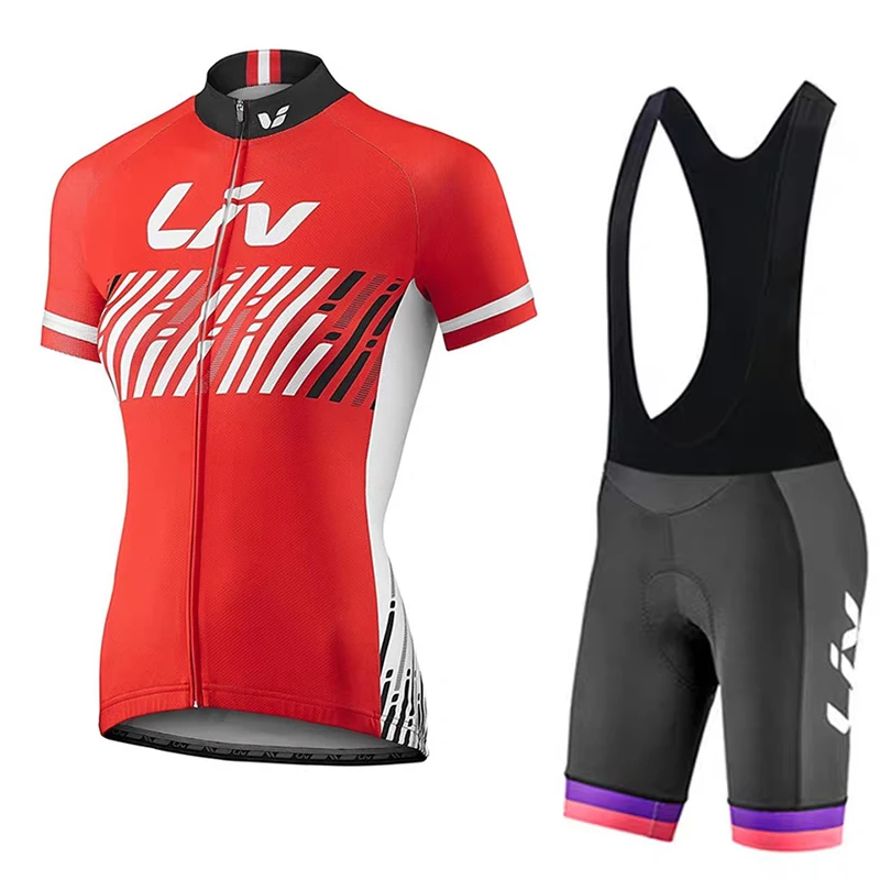 

LIV Pro Team женский велосипедный трикотаж, летний велосипедный костюм, шоссейный велосипед MTB, короткий комплект, велосипедная рубашка