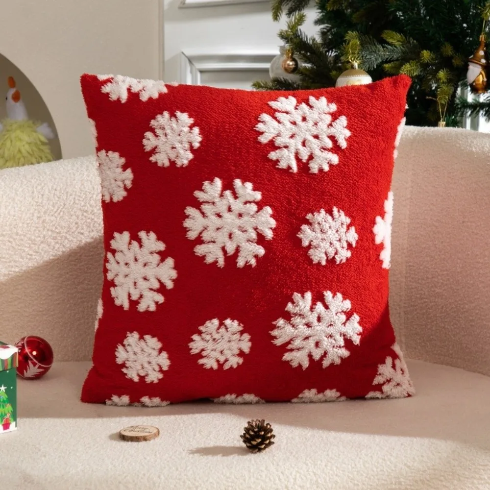Snowflake Christmas Pillow Cover Cozy Soft Throw Pillow Cover Versatile Durable Decorative Pillowcase Holiday