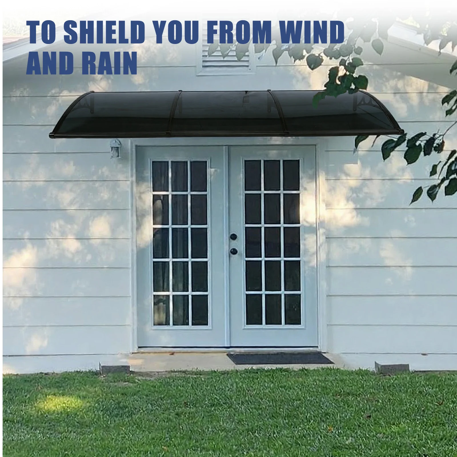 

Навес для входной двери 118x39 дюймов, защита от дождя и снега, оконный навес, дверной козырек с кронштейном из алюминиевого сплава для веранды/террасы