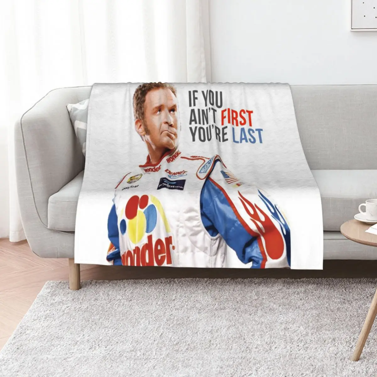 Will Ferrell Talladega Nights Ricky Bobby If You Ain't First You're Last Throw Blanket Flannels Blankets For Baby Polar Blankets