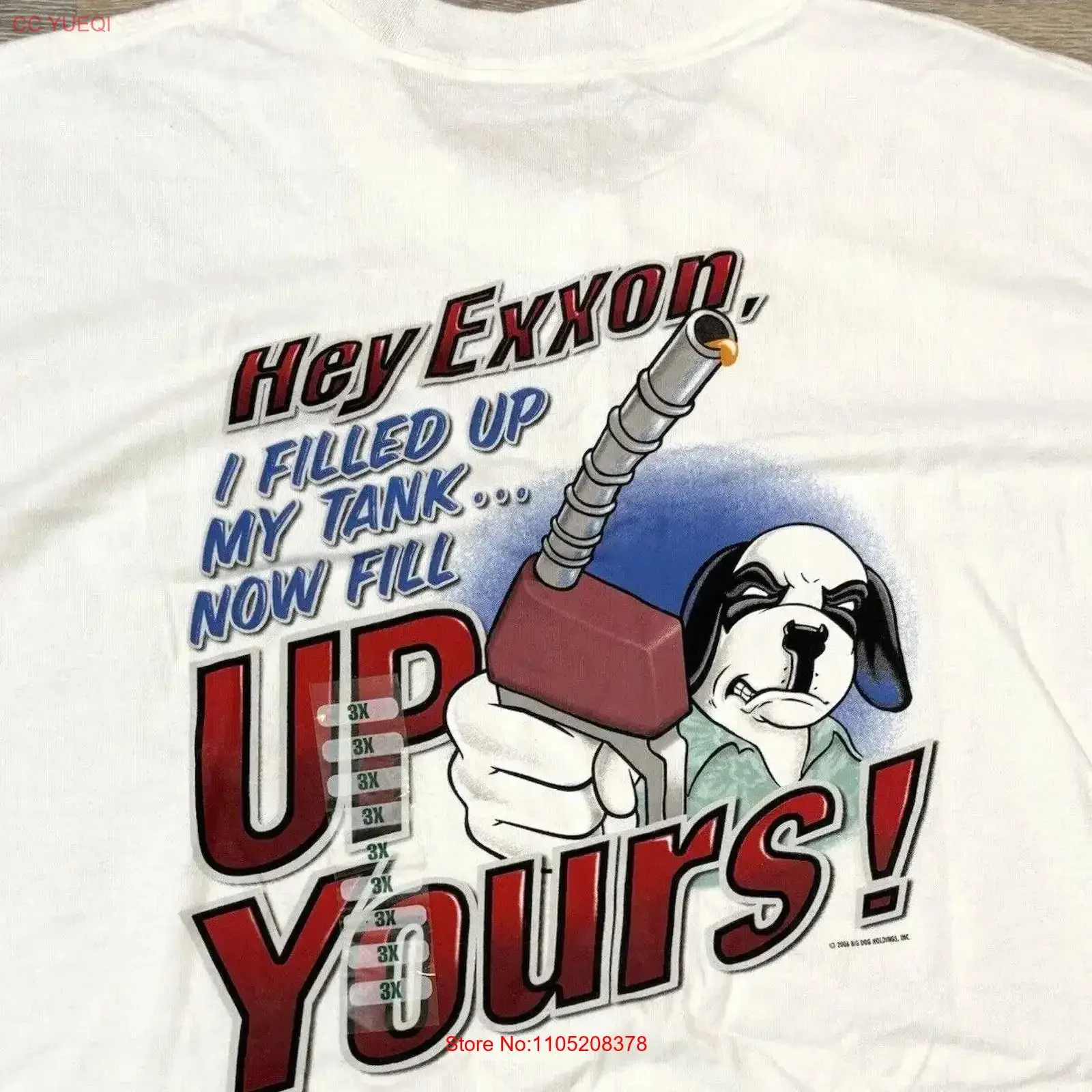 Camiseta Vintage BIG DOGS Exxon Up Yours 3XL nueva con etiquetas 2006 doble cara vintage lavada ligeramente gráfica cómoda