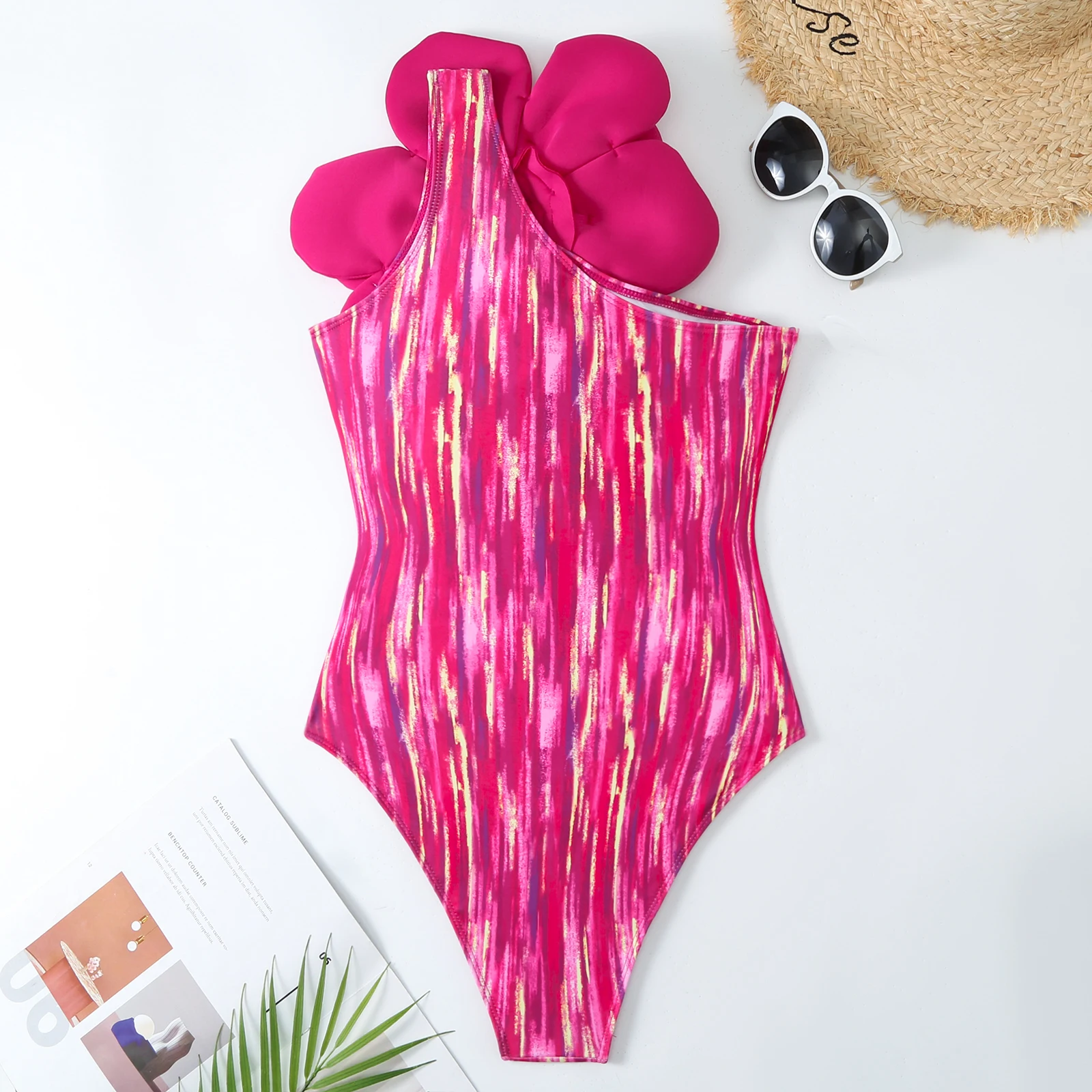 2024 Women\'s Swimsuit 3D Flower Printed One Piece Swimsuit and Sarong Summer Swimwear Women Bikini Beachwear Bathing Suit Dress